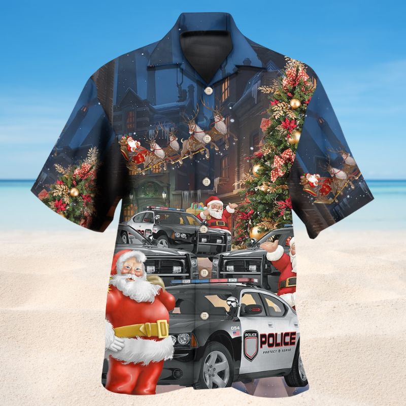Santa Police Car Christmas Style – Hawaiian Shirt