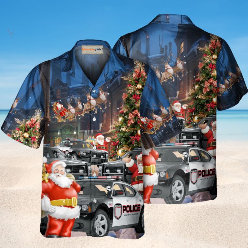 Santa Police Car Christmas Style – Hawaiian Shirt