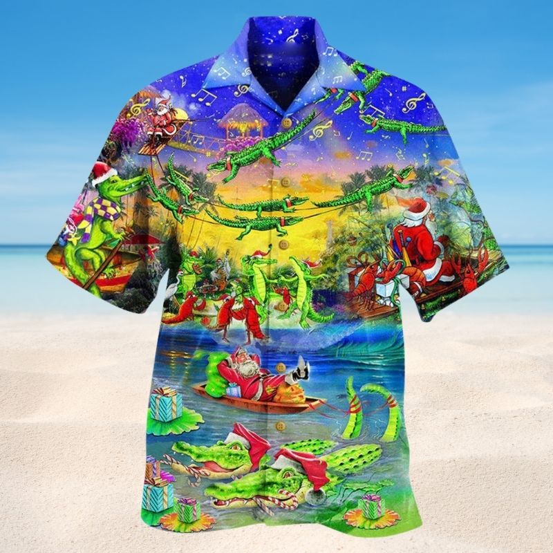 Santa Riding Alligator Edition – Hawaiian Shirt