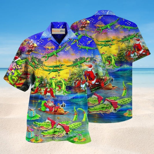 Santa Riding Alligator Edition – Hawaiian Shirt