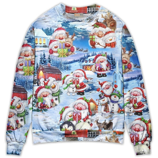 Santa And Snowman Christmas Holiday – Sweater - Ugly Christmas Sweater