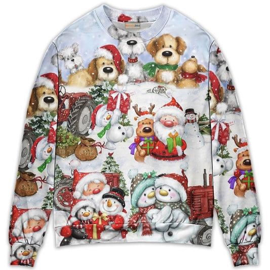 Santa And Snowman Happy Together – Sweater - Ugly Christmas Sweater