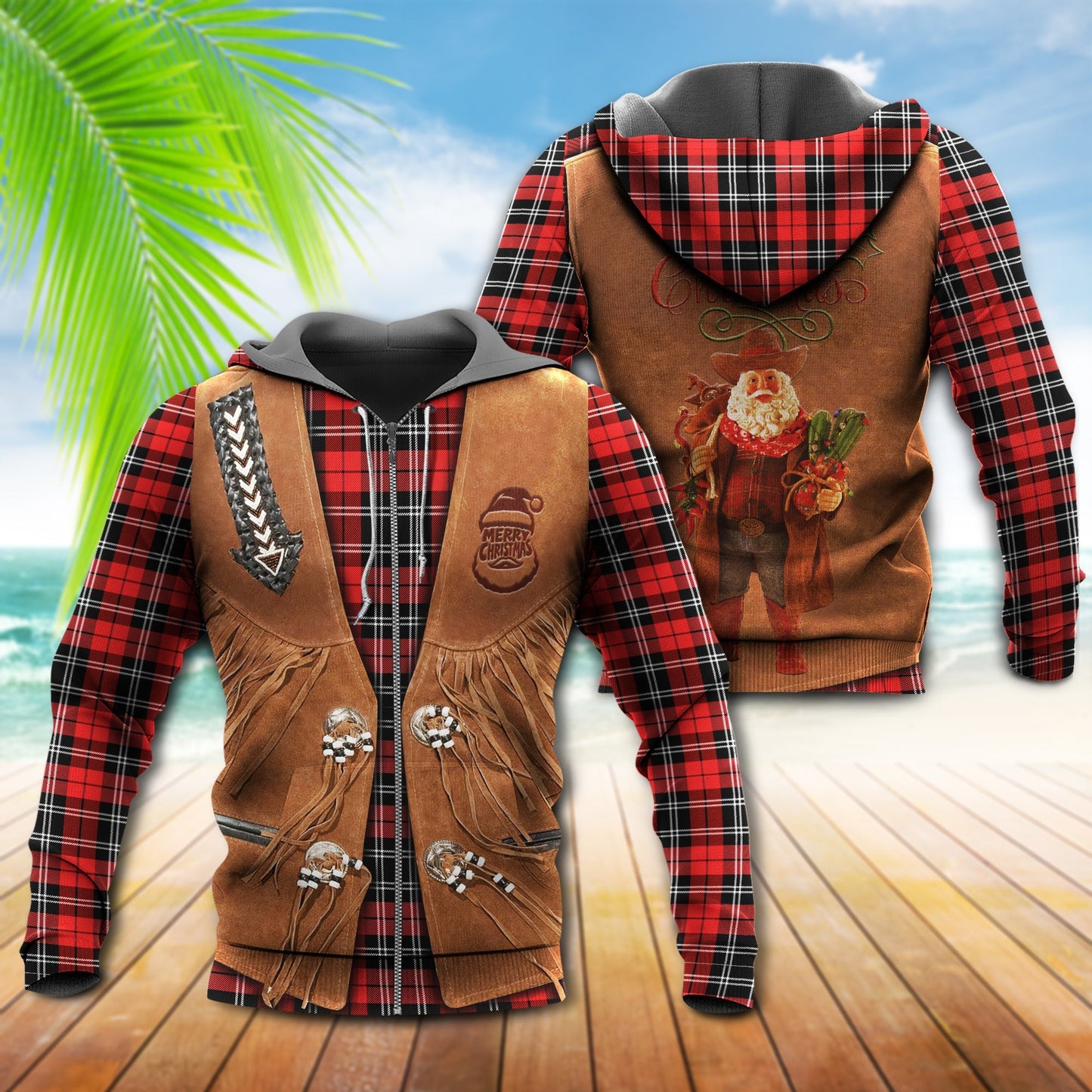 Santa Cowboy Christmas Style - 3D Hoodie4