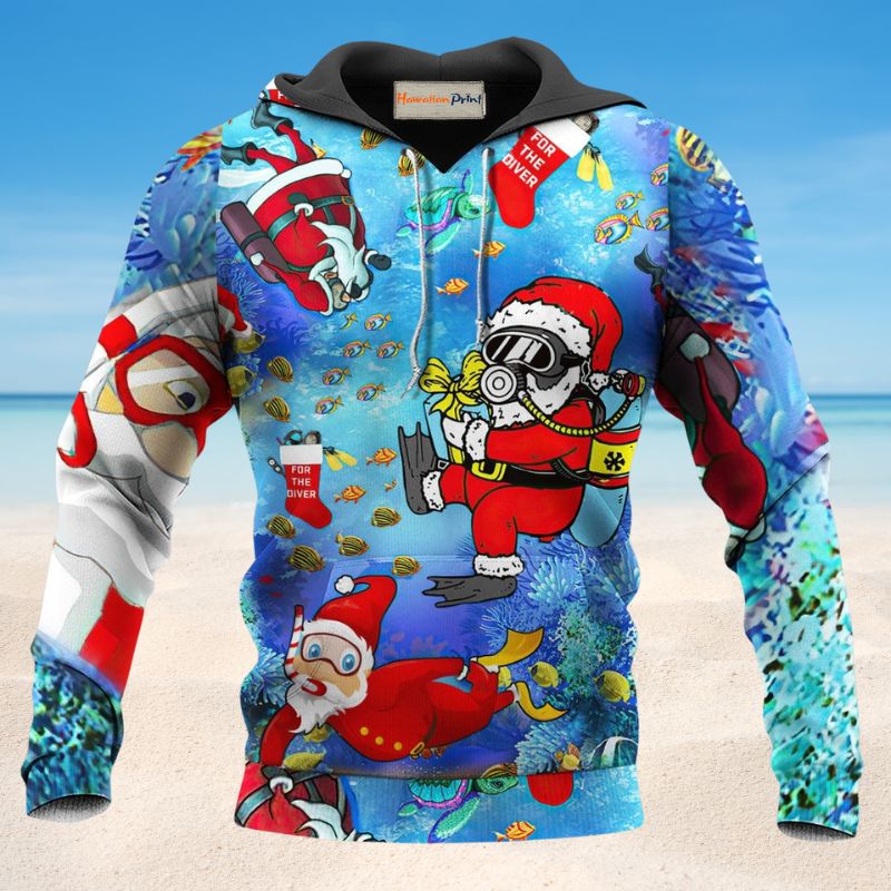 Santa Diving Ocean Christmas - 3D Hoodie