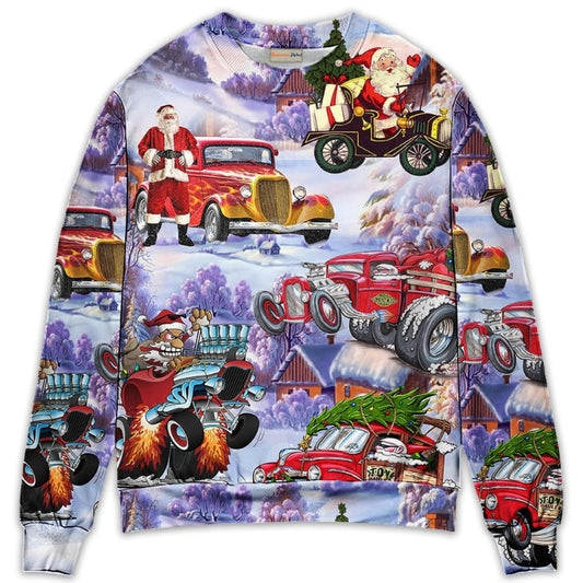 Santa Hot Rod Christmas Tree Style – Sweater - Ugly Christmas Sweater