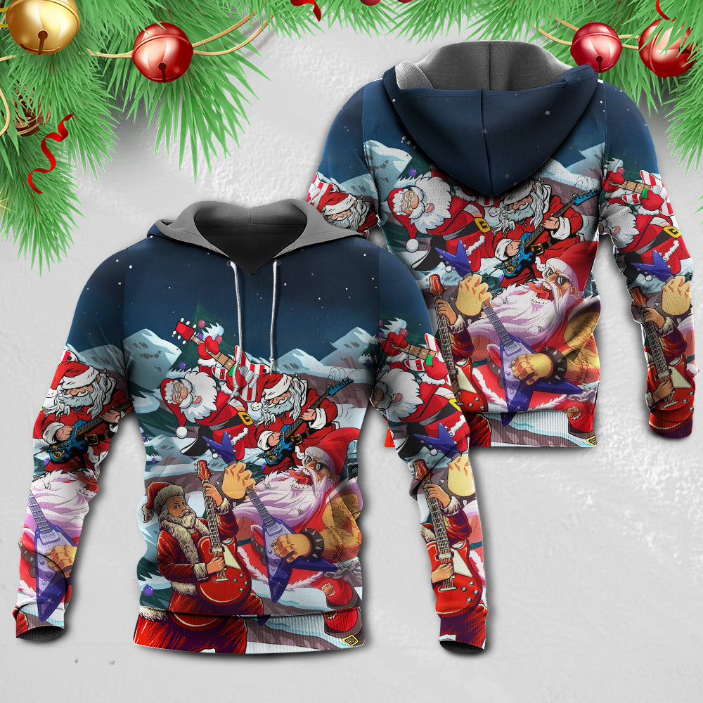 Santa With Electric Guitar Christmas - 3D Hoodie