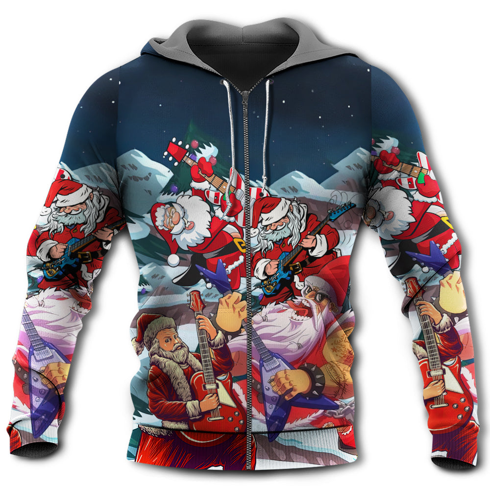 Santa With Electric Guitar Christmas - 3D Hoodie