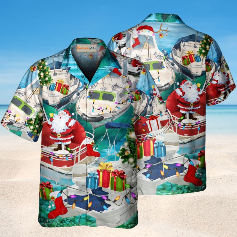 Santa’s Pontoon Coming To Town – Hawaiian Shirt