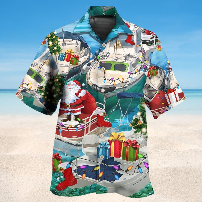 Santa’s Pontoon Coming To Town – Hawaiian Shirt