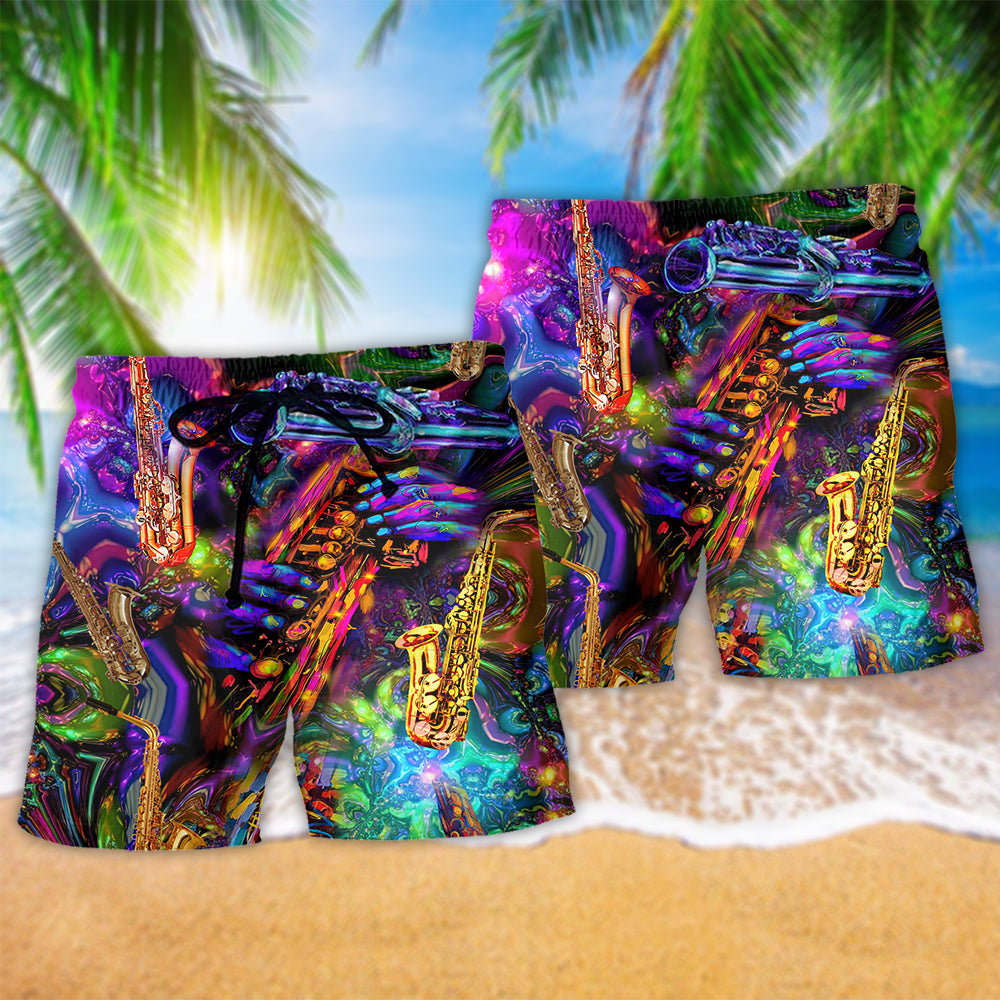 Saxophone Music Funny Saxy Quote Art – Beach Short