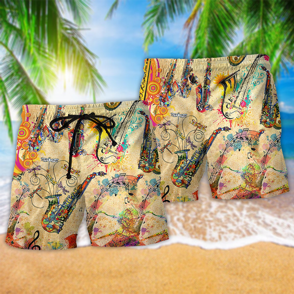 Saxophone Music Saxophone Is My Life - Beach Short - Owls Matrix LTD