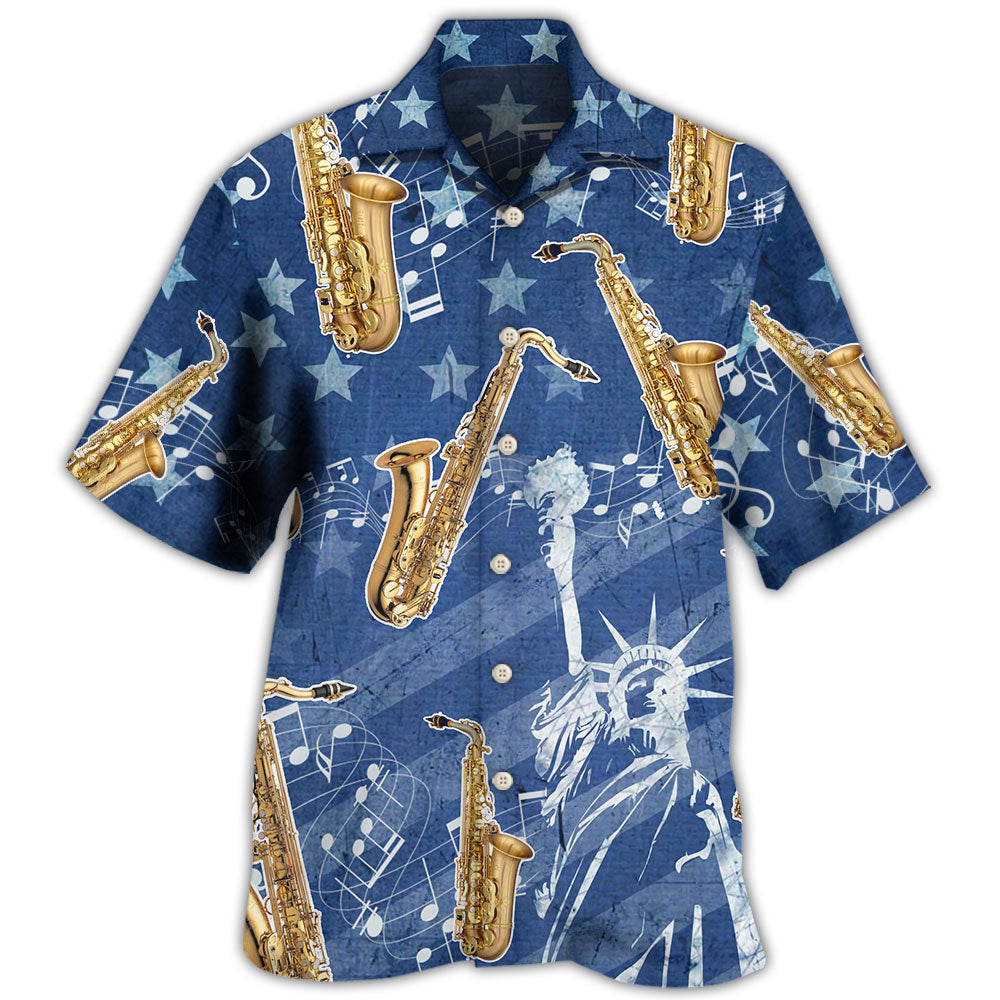Saxophone Music Patriotic Independence Day - Hawaiian Shirt