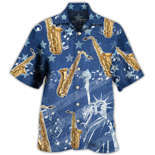 Saxophone Music Patriotic Independence Day - Hawaiian Shirt