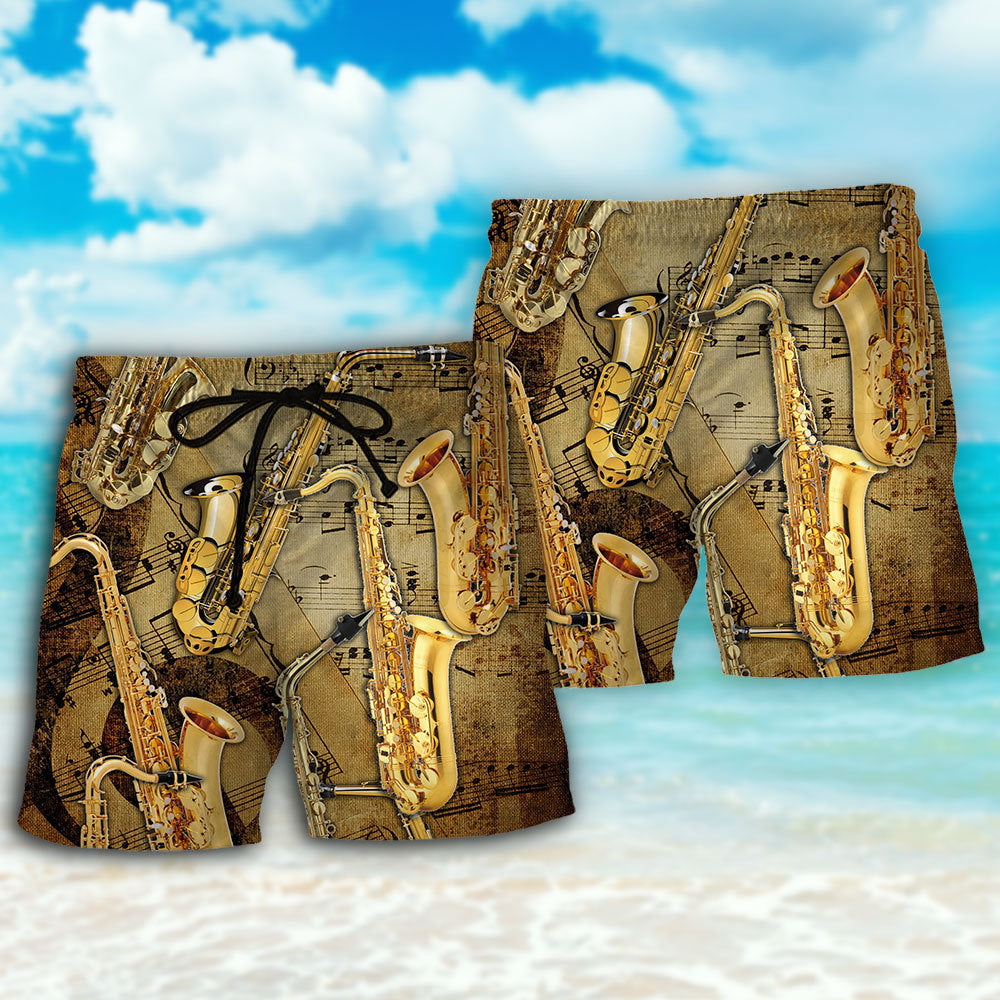 Retro Saxophone Music Notes Art – Beach Short