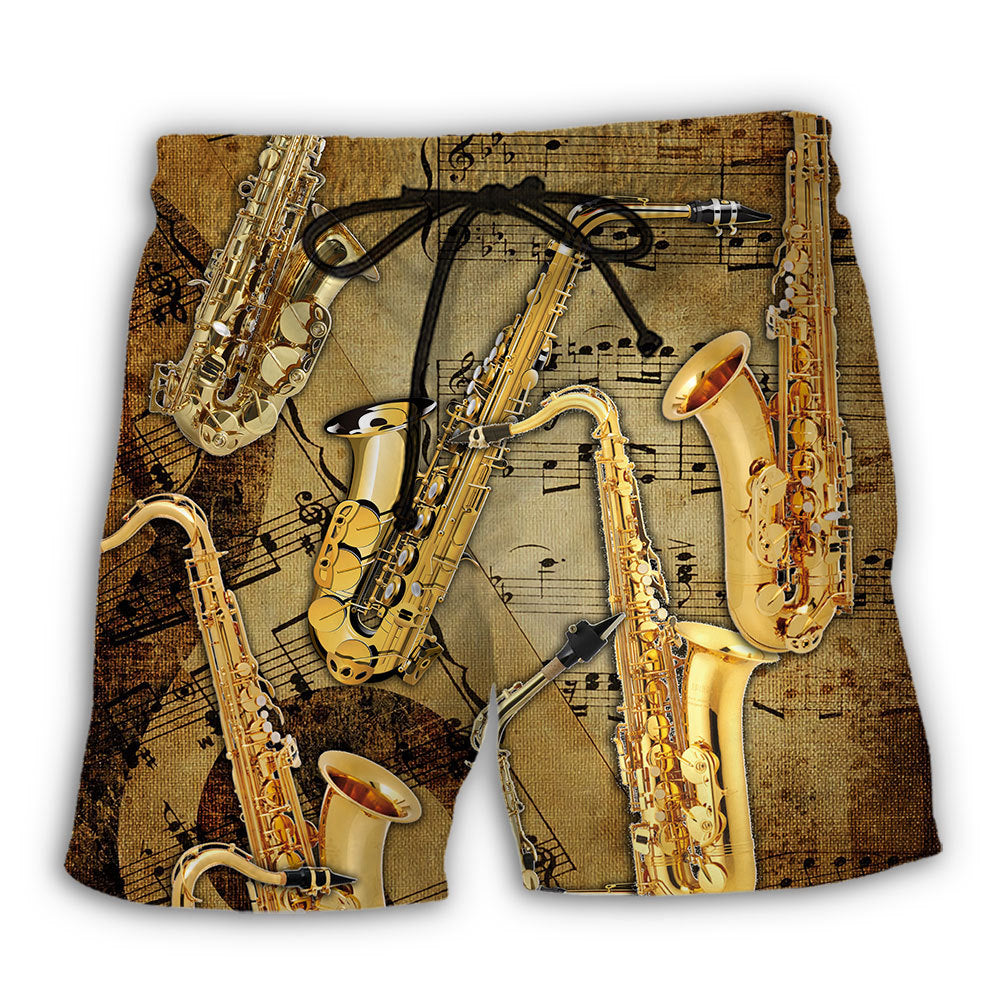 Retro Saxophone Music Notes Art – Beach Short