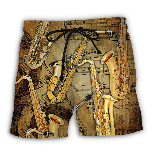 Retro Saxophone Music Notes Art – Beach Short