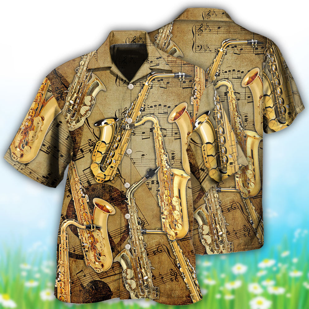 Saxophone Retro Music Note Art – Hawaiian Shirt