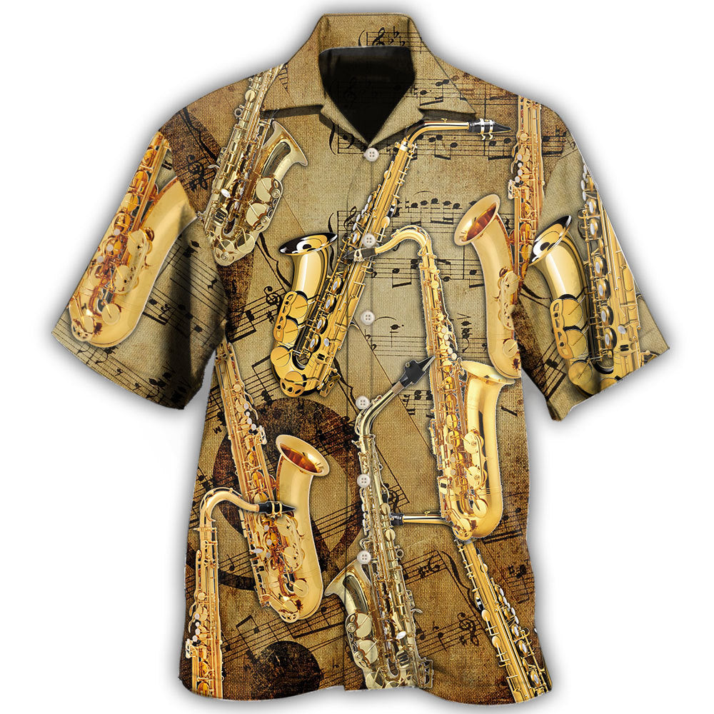 Saxophone Retro Music Note Art – Hawaiian Shirt
