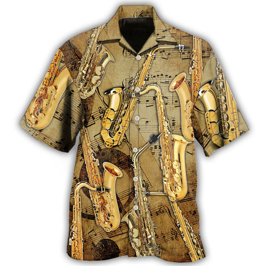 Saxophone Retro Music Note Art – Hawaiian Shirt