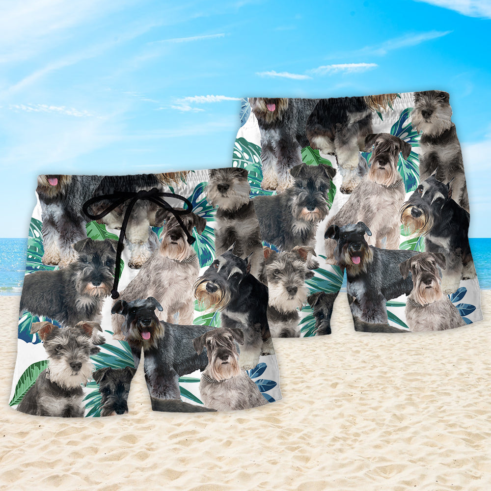 Schnauzer Dog Tropical Leaf – Beach Short