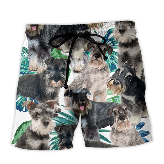 Schnauzer Dog Tropical Leaf – Beach Short