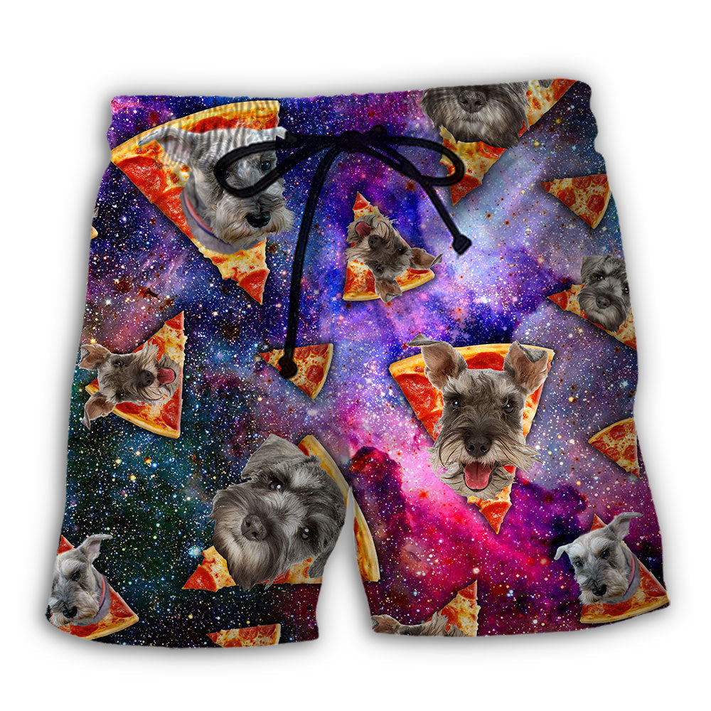 Schnauzer Galaxy Pizza Fun Art - Beach Short