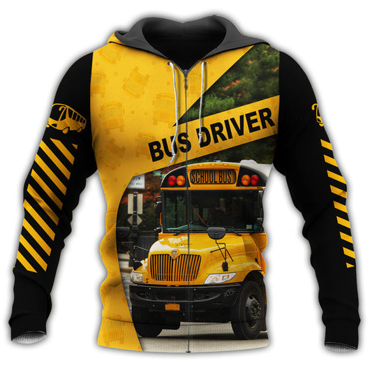 School Bus Driver Yellow Style - 3D Hoodie