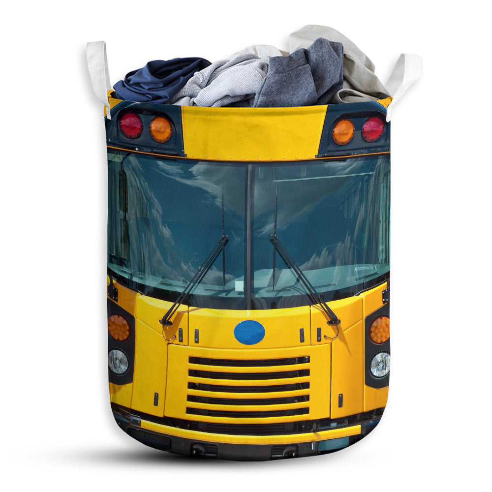 S: 17.72”x13.78” (45x35 cm) School Bus Driver Stop When Red Lights Flash - Laundry Basket - Owls Matrix LTD
