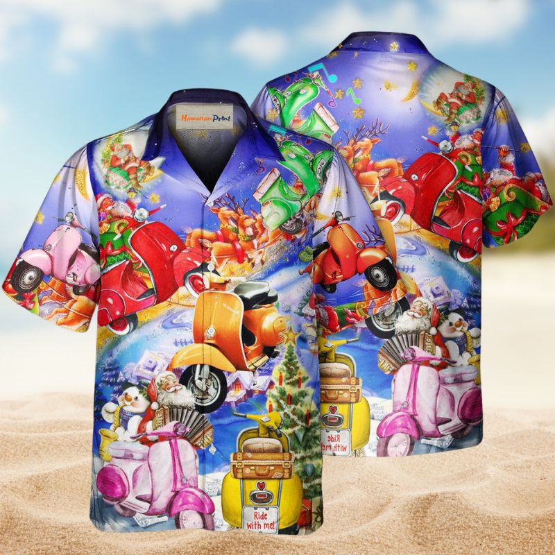 Scooter Chill Greece Beach Christmas – Hawaiian Shirt