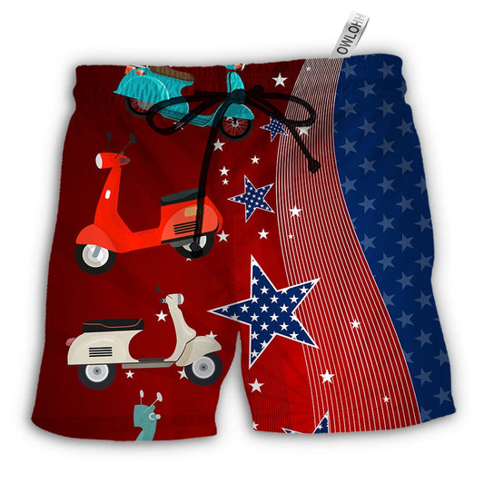 Beach Short / Adults / S Scooter USA Star Independence Day - Beach Short - Owls Matrix LTD