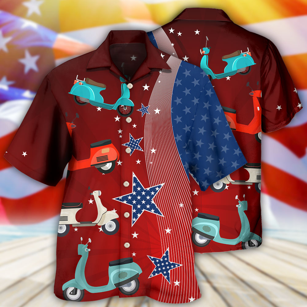 Scooter USA Stars Patriotic Independence Day - Hawaiian Shirt