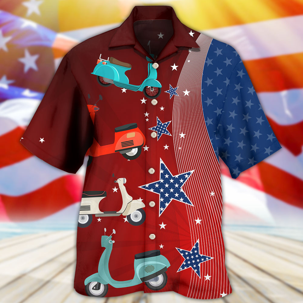 Scooter USA Stars Patriotic Independence Day - Hawaiian Shirt