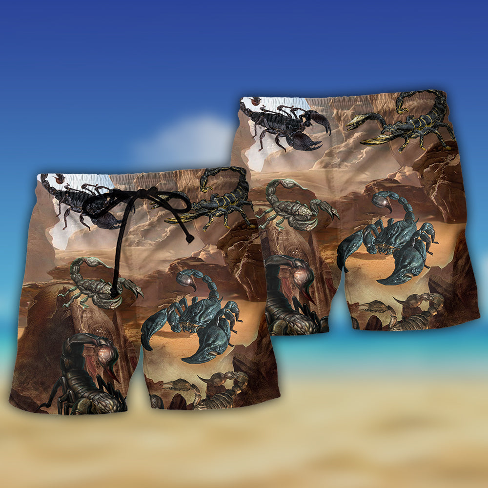 Scorpion Style With Mountain Behind - Beach Short - BEAS04NDN130522 - Owls Matrix LTD