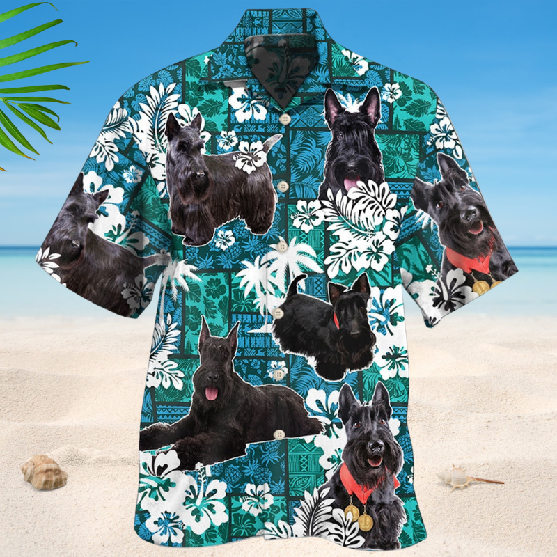 Scottish Terrier Tribal Tropical Style – Hawaiian Shirt