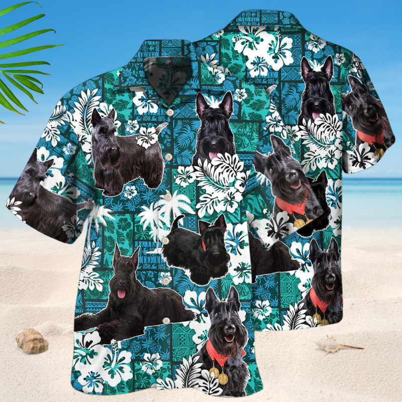 Scottish Terrier Tribal Tropical Style – Hawaiian Shirt