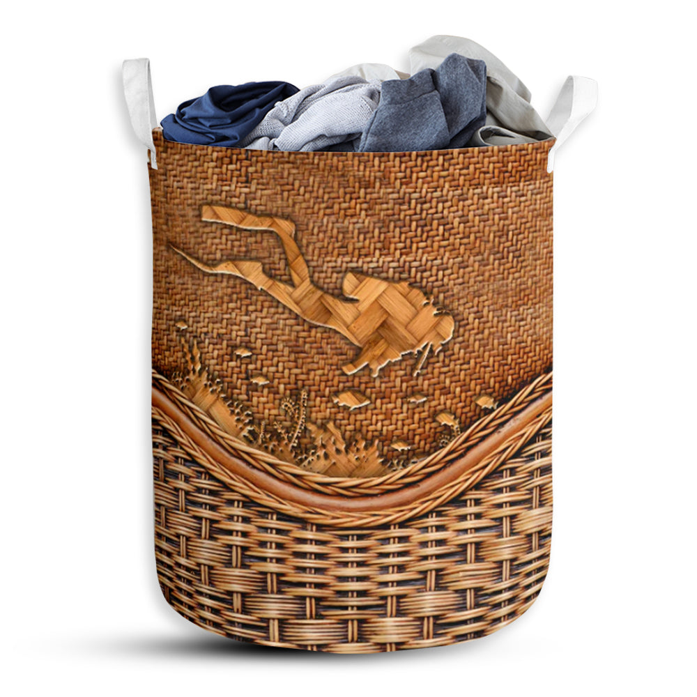 Scuba Diving Rattan Teaxture - Laundry Basket - Owls Matrix LTD