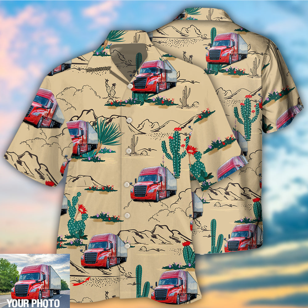 Semi Trailer Truck Desert Photo Style – Hawaiian Shirt