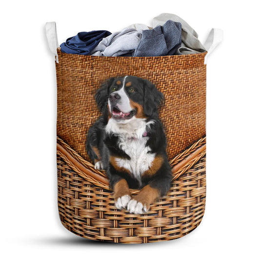 Sennenhund Berner Dog Rattan Teaxture - Laundry Basket - Owls Matrix LTD