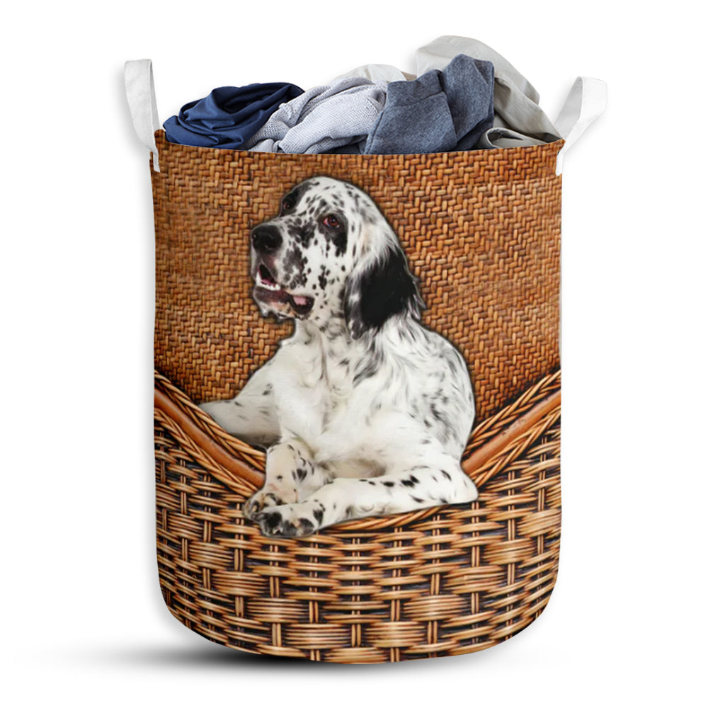 Setter Bw Dog V2 Rattan Teaxture - Laundry Basket - Owls Matrix LTD