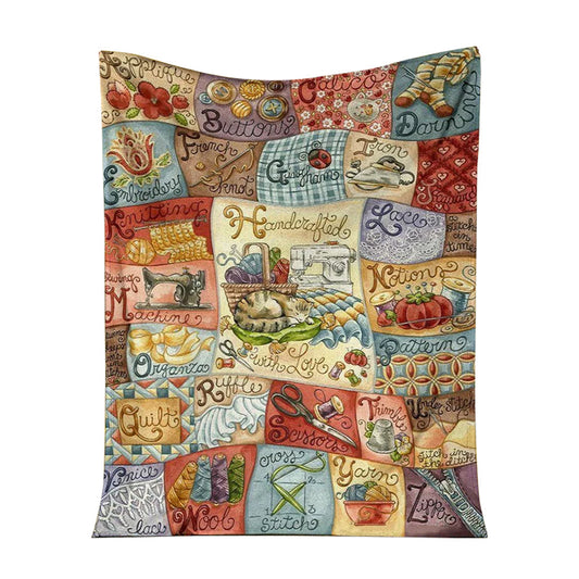 Sewing Handcrafted With Love 50 x 60 Inch Flannel Blanket For Cozy Bedroom And Sofa Decor