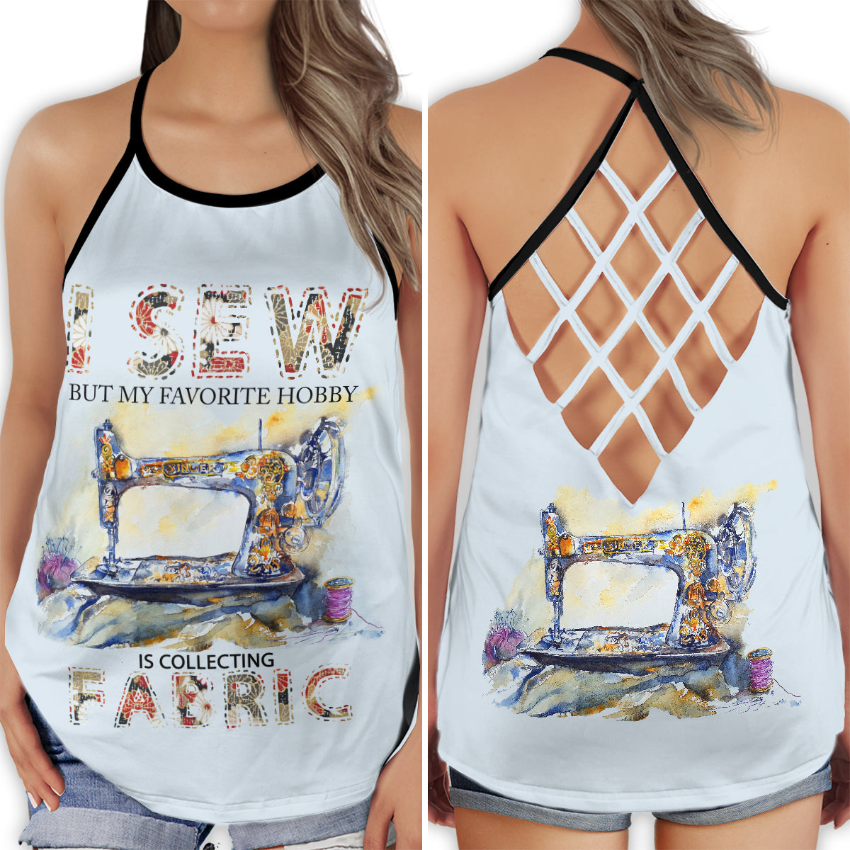 Sewing Is My Beautiful Life - Hollow Tank Top
