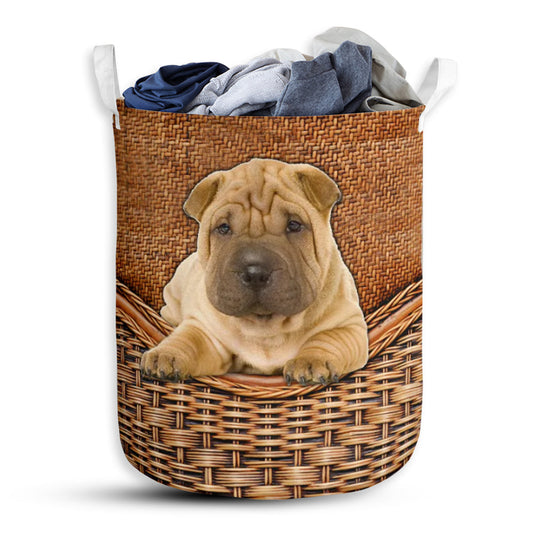 Shar Pei Dog Rattan Teaxture - Laundry Basket - Owls Matrix LTD