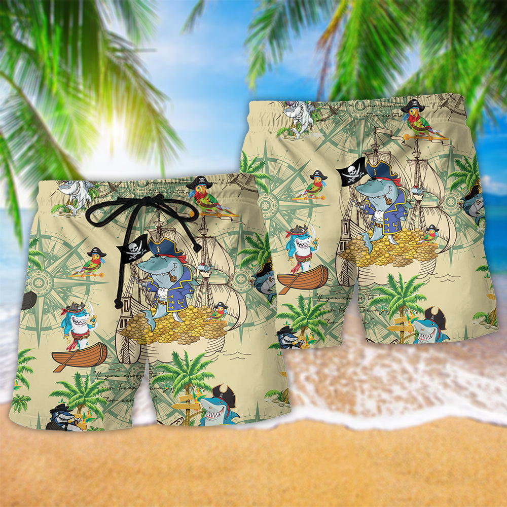 Pirate Shark Adventure Ocean Art – Beach Short