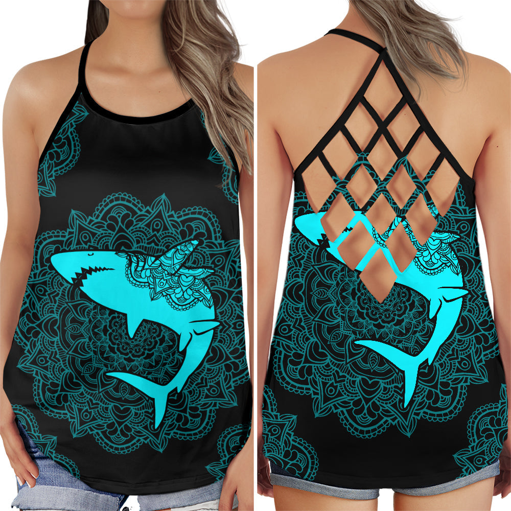 Shark Ocean Wave Power Vibes - Hollow Tank Top