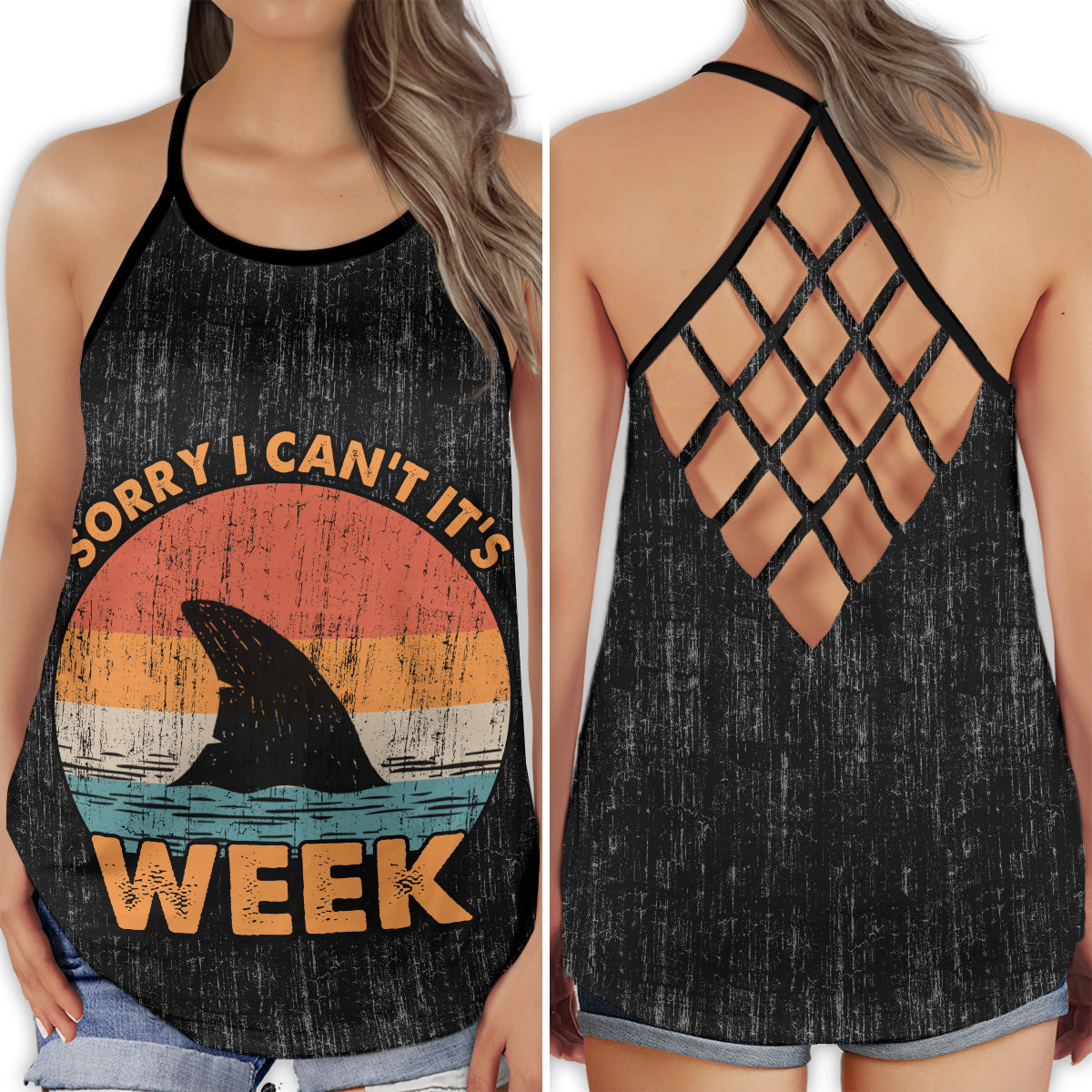 Sorry I Cant Shark Week Humor - Hollow Tank Top