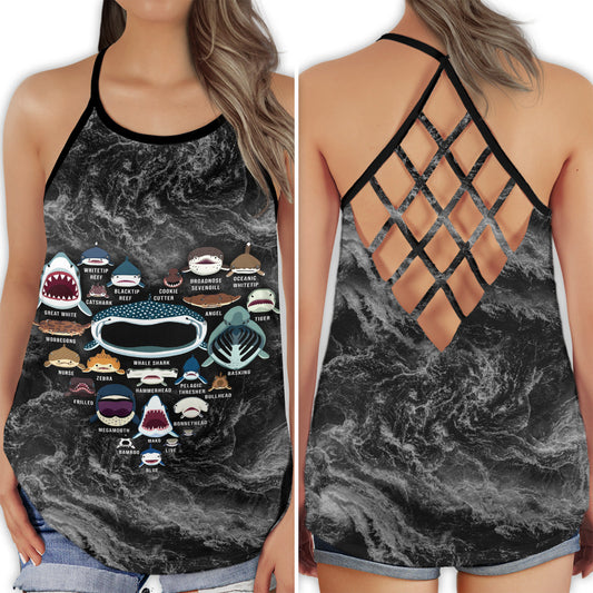 Shark Tooth Ocean Predator Vibes - Hollow Tank Top