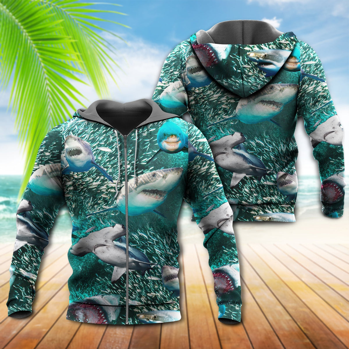 Shark Love Ocean Style - 3D Hoodie