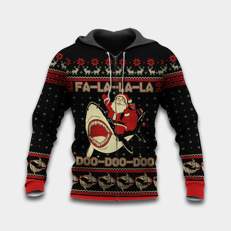 Shark Merry Christmas Doo Doo Art – 3D Hoodie