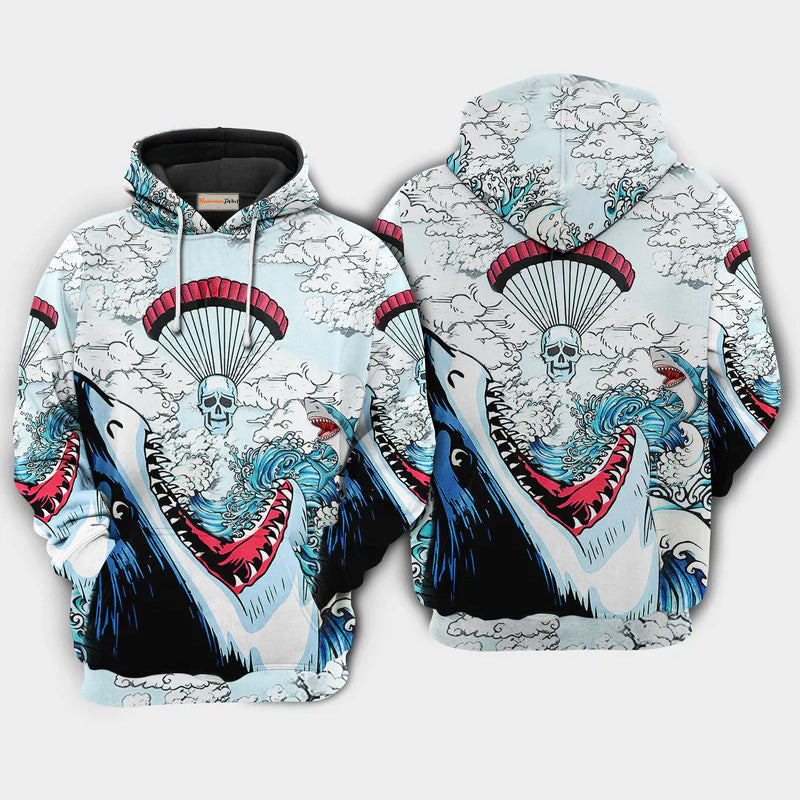 Shark Skull Style Ocean Art – 3D Hoodie