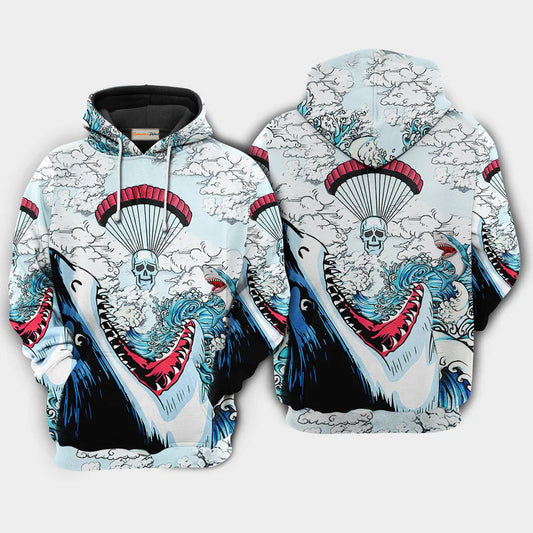 Shark Skull Style Ocean Art – 3D Hoodie